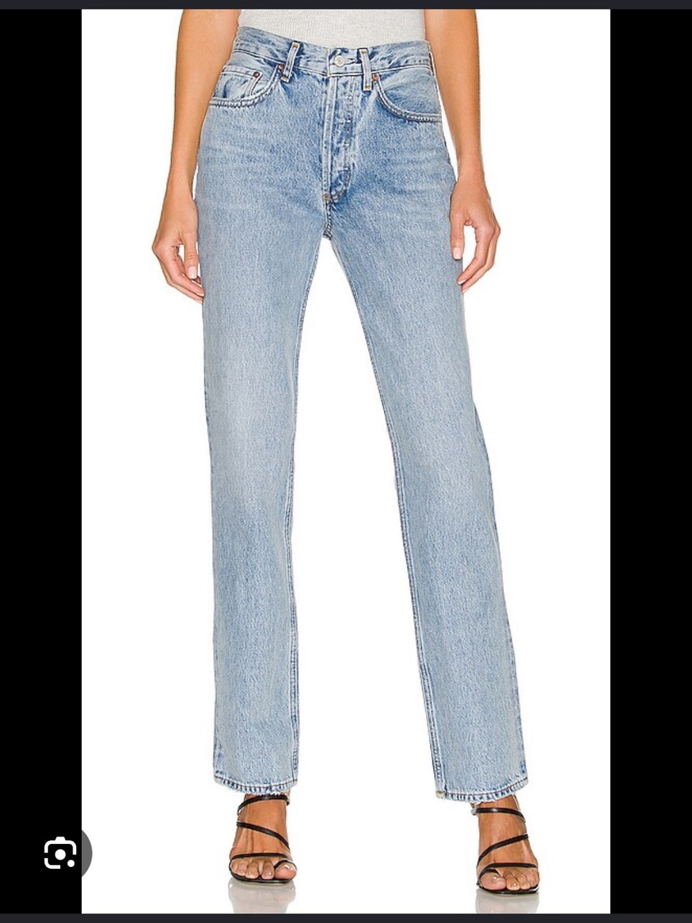 Agolde Straight-Leg High Rise Lana Jeans in Light Wash Blue Color Fiction 26